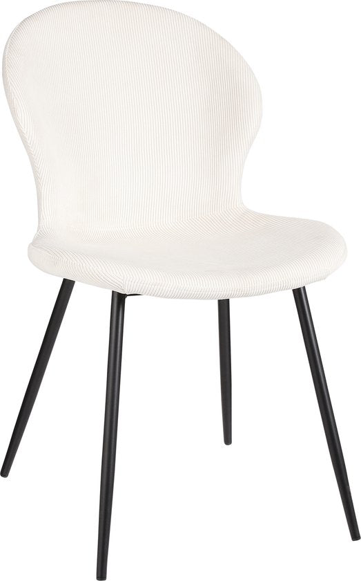Mica Decorations Max Eetkamerstoel - Velvet  - Off White - Zithoogte 45 cm
