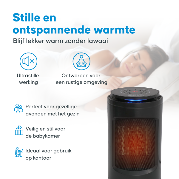 Aironex - Keramische Kachel - Model K1000 - 1200 W - Met Afstandsbediening & LCD-display - Omvalbeveiliging & Draaibaar - Kunststof - Zwart