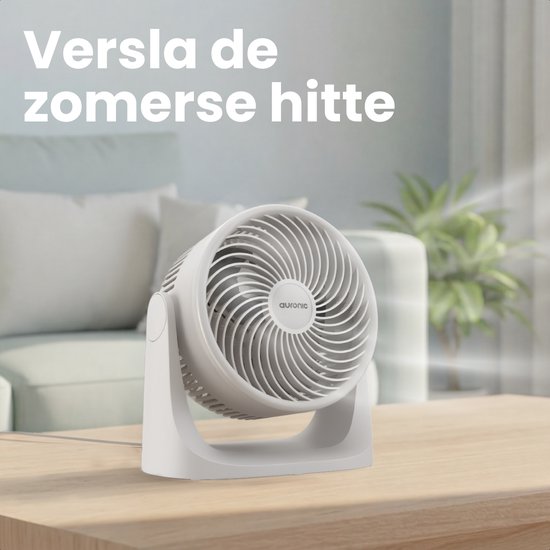 Auronic Tafelventilator - 3 Snelheden - Kleine Ventilator - Vloerventilator - Muurmontage mogelijk - 41db - 90° Oscillatie - 7 Meter Luchtstroom - Wit