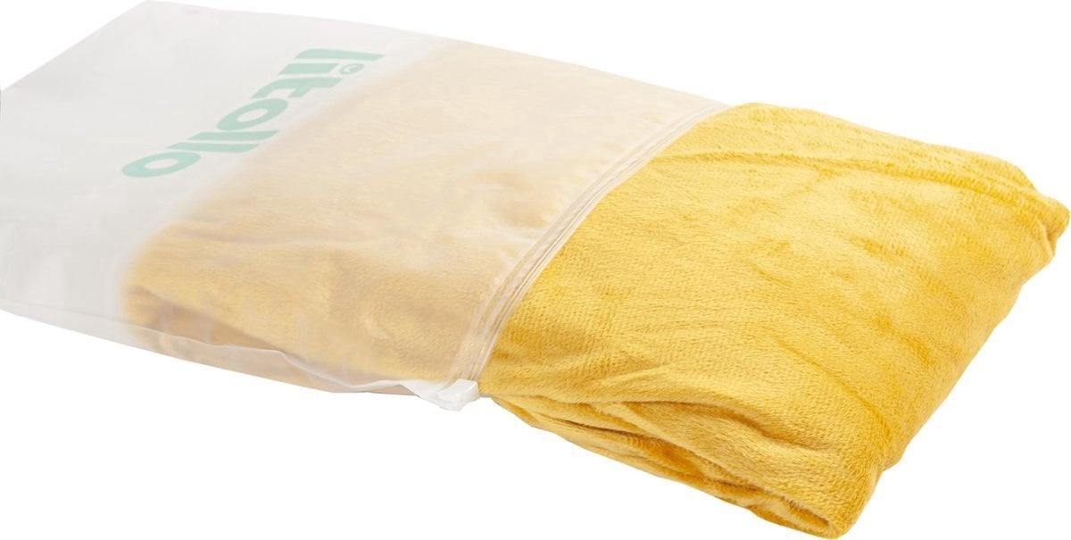 Litollo® Zwangerschapskussen (J-vorm) - Voedingskussen - Lichaamskussen - Zijslaapkussen - Body pillow - Zachte fleece hoes XXL 145cm - Okergeel