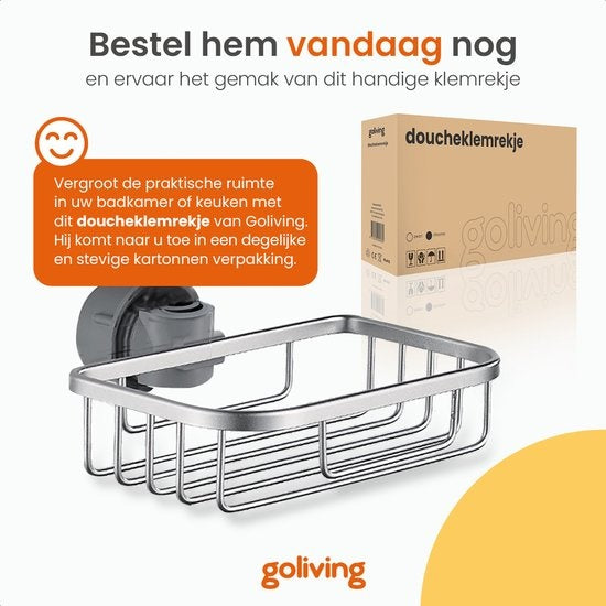 Goliving Doucherek hangend - Doucherekje - Zonder Boren - Keukenrek - Gootsteen Organizer - Badkamer Accessoires - 19,5 cm - Set van 2 - Zilver