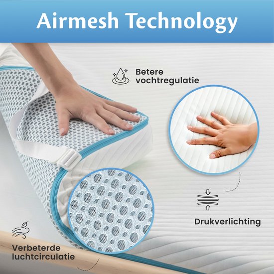 Ella Ergo Topper 180x200 cm - 10CM Dik Matras Topdekmatras - Matrastopper Gel Infused Traagschuim & Aircell-schuim - Medium Hardheid