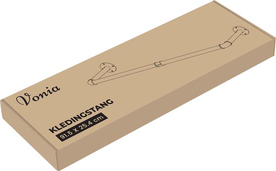Vonia Kledingstang - Kledingrek - Garderobestang - Kledingstang Muur - 91.5 cm x 25.5 cm - Zwart