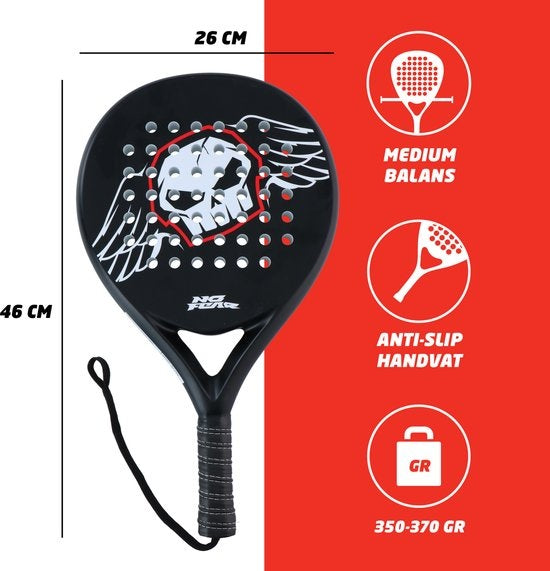 No Fear Padel Racket - Lichtgewicht Padelracket - Zwart