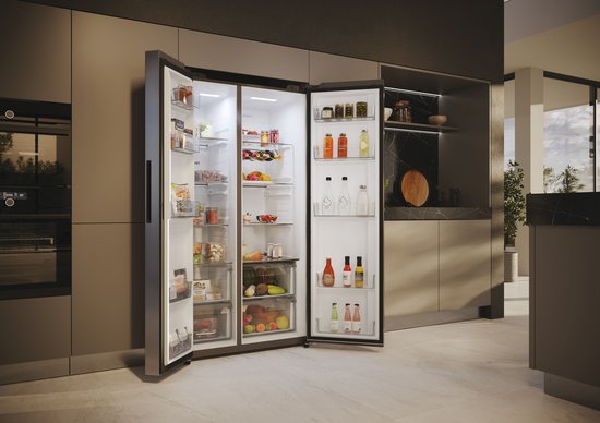 Haier HSW59F18DNMM - Amerikaanse koelkast - 615L - 90 cm - Total No Frost - Energieklasse D - Vochtigheidsregeling voor verser voedsel - Inox Look - 10 Jaar Garantie op onderdelen