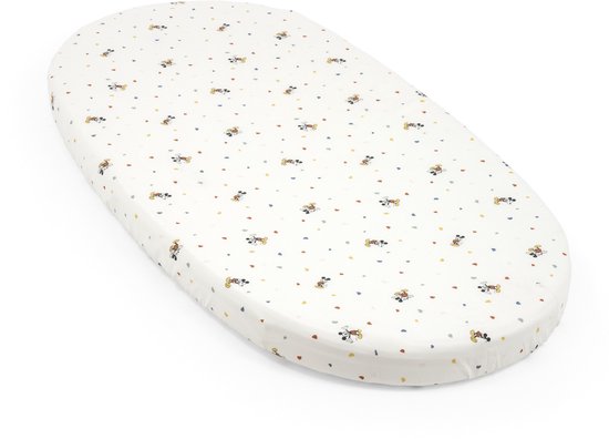 Stokke Sleepi hoeslaken, Mickey Celebration - zachte lakens voor zoete dromen - gemaakt voor Stokke Sleepi wieg/bed - 100% fijn katoen perkal - wasbaar