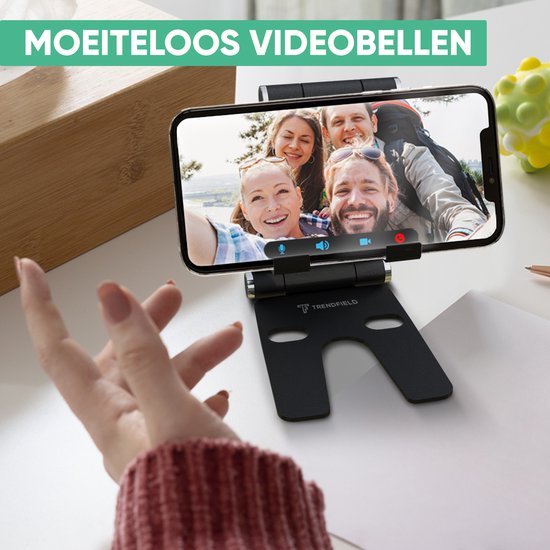 Serve Telefoon Standaard XL - Aluminium Houder voor Mobiel & Tablet - Telefoonhouder Bureau - Inklapbare Telefoonstandaard TTH105 - Zwart