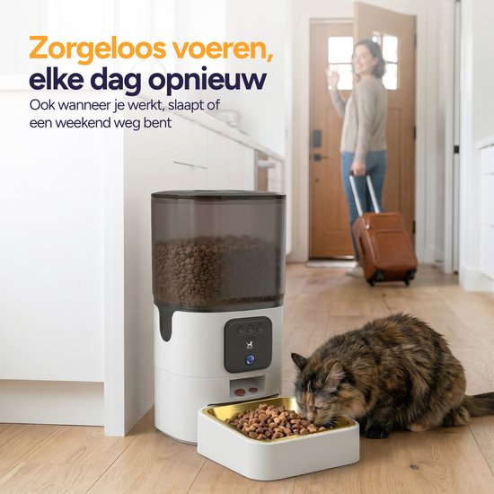 Viervoeter Feed Pro - Automatische Voerbak 6L - Kat en Hond - Voerautomaat met App - Wit