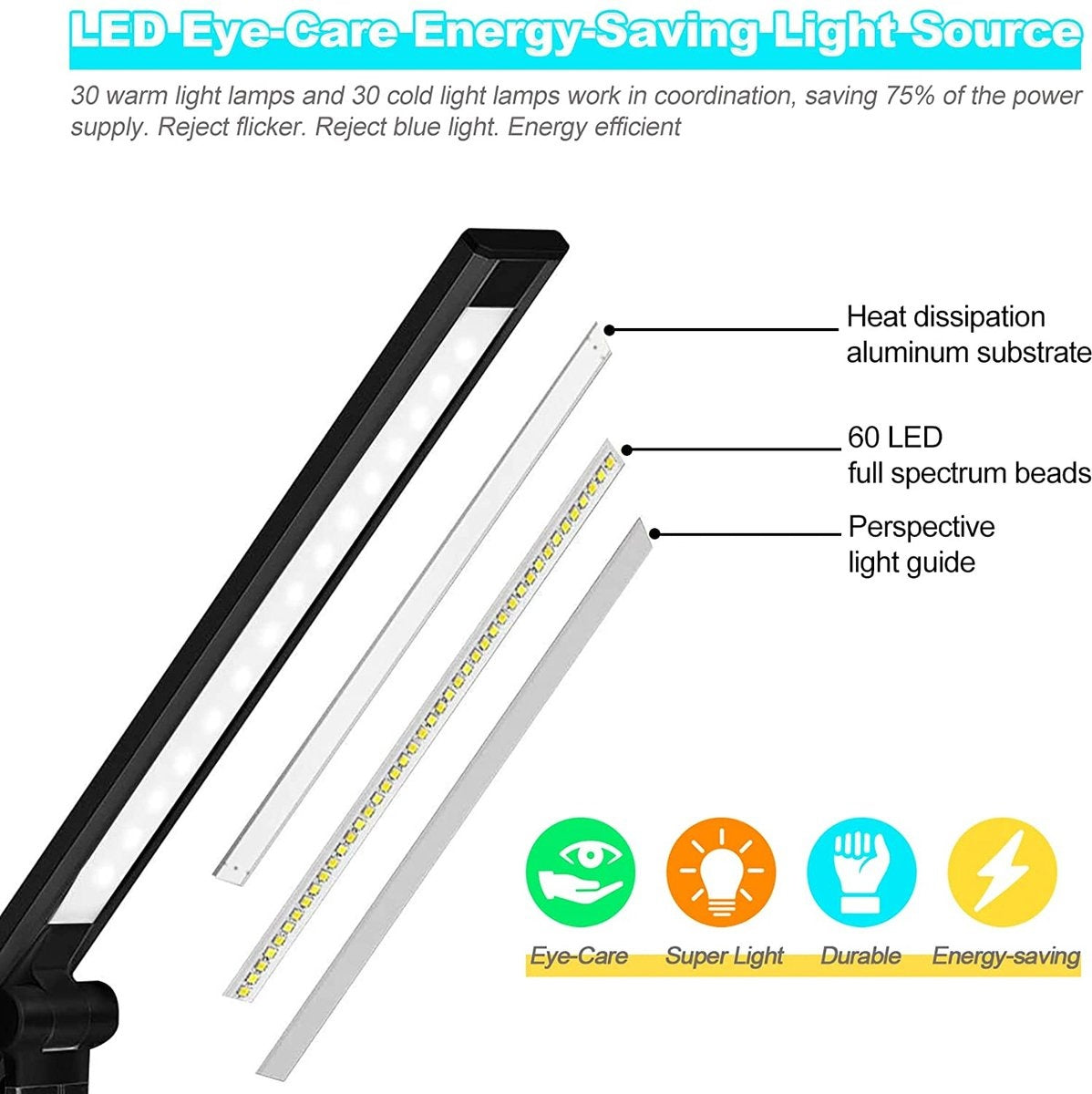 Fuegobird EK009 LED Bureaulamp - Draadloos Oplaadfunctie - Kantelbaar - Zwart