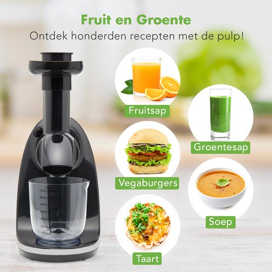 KitchenBrothers Slowjuicer - Juicer - Groenten en Fruitpers - 700ml - Met Pulpreservoir - Juice Maker - Parelwit