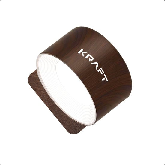 KRAFT - Wandlamp Oplaadbaar - 2 stuks - Eikenhout Kleur - 6x9x15 cm
