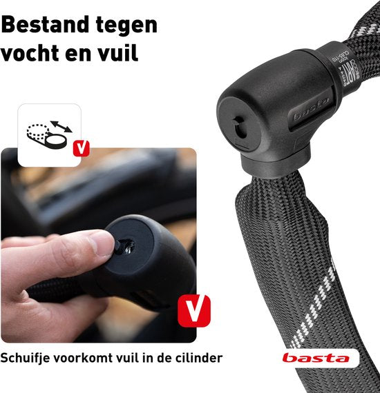 Basta Kettingslot - ART 2 Fietsslot - Gehard Stalen Ketting - Slot met Keurmerk voor Elektrische Fietsen en Fatbike - 110 cm lang