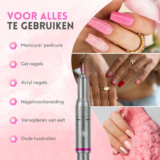 Beeperfect® Elektrische Nagelvijl Pocket Edition - Nagelfrees - Manicure en pedicure set - Draadloos - 6000MaH Accu - Inclusief 26 bitjes 60 schuurrolletjes en 5 accessoires - 40.000RPM
