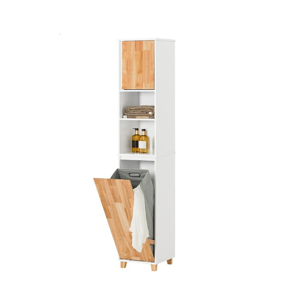 SoBuy - badkamerkast met uitklapbare waszak - wit - 31x170x32cm