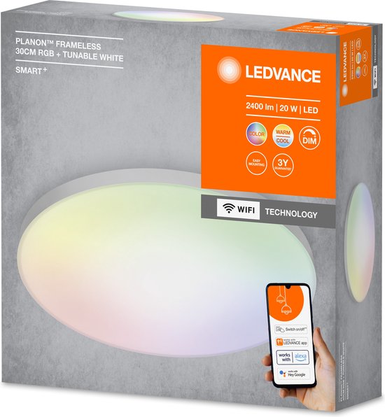 LEDVANCE Armatuur: voor plafond, SMART+ MULTICOLOR / 2- W, 22-…24- V, stralingshoek: 11-, instelbaar wit/RGB, 3-65- K, body materiaal: aluminium, IP2-