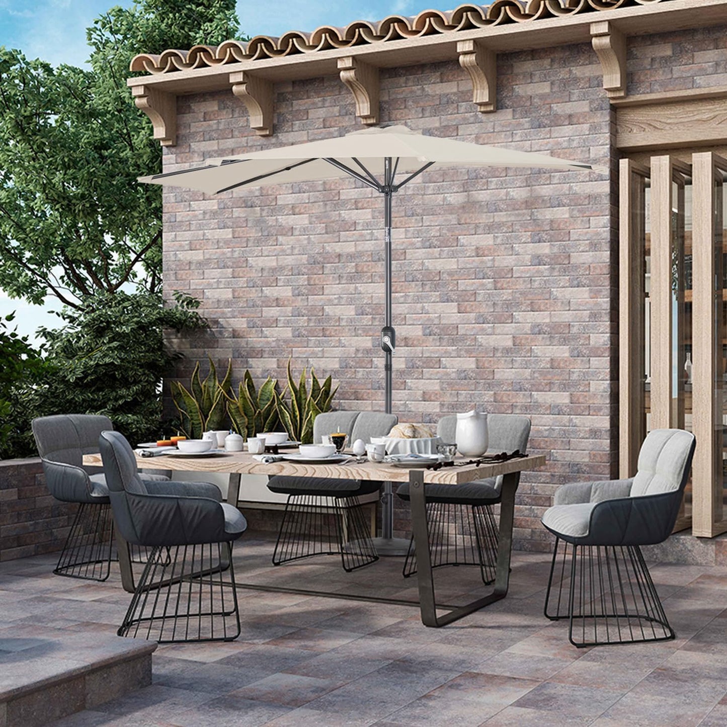 Angel Living Balkonparasol - Halfrond - 265 x 130 cm - Beige