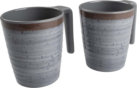 Bo-Camp - Mok - Halo - L - Melamine - 4 Stuks - Grijs