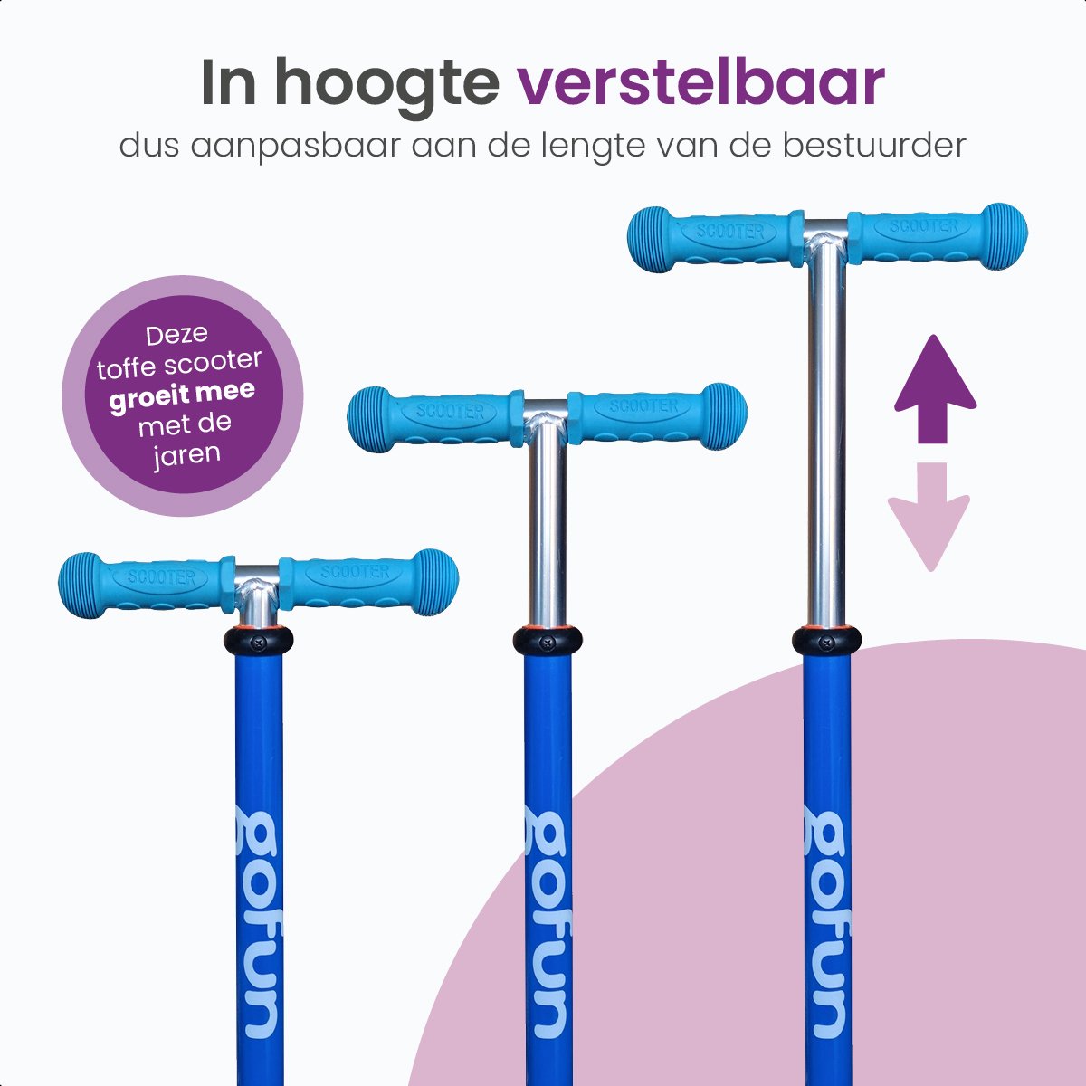 GoFun Kinderstep - Lichtgevende Wielen - Opvouwbaar - Verstelbaar Stuur - 85 x 58 x 23 cm - Blauw