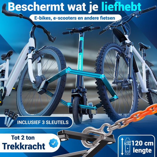 Nextcover Vouwslot 120cm FoldOne | Fietsslot met Drie Sleutels | Fiets Slot met Houder | Slot voor Fietsen, E-Bikes, E-Scooter | SteelSecure-Technologie 3.0