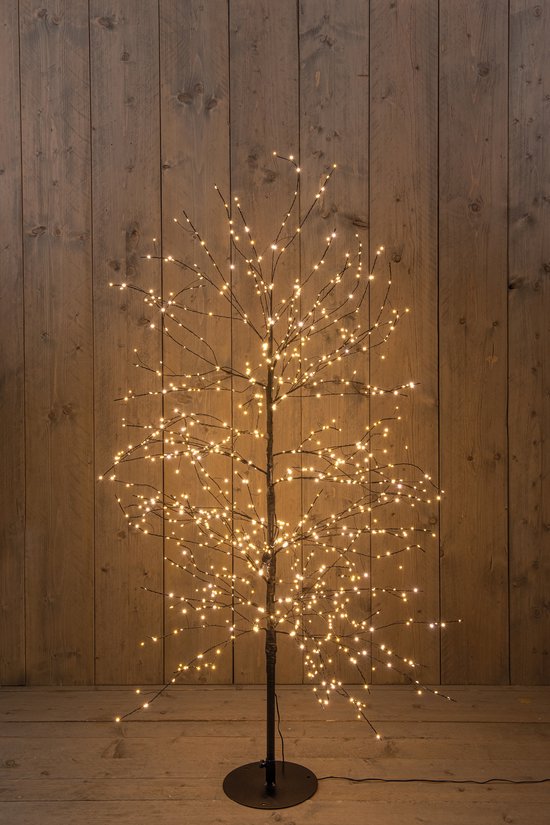 Anna's Collection Lichtboom - zwart - 150 cm - metaal - 1000 leds - warm wit - kerstboom