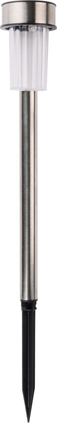 Grundig Solar Tuinverlichting - Tuinfakkels 10 Stuks - Prikspot op Zonne Energie - Tuinlantaarns met Wit Licht - IP44 Waterbestendig - Batterijduur 6-8 Uur - Ø4,8 x 36,5 cm - Roestvrij Staal