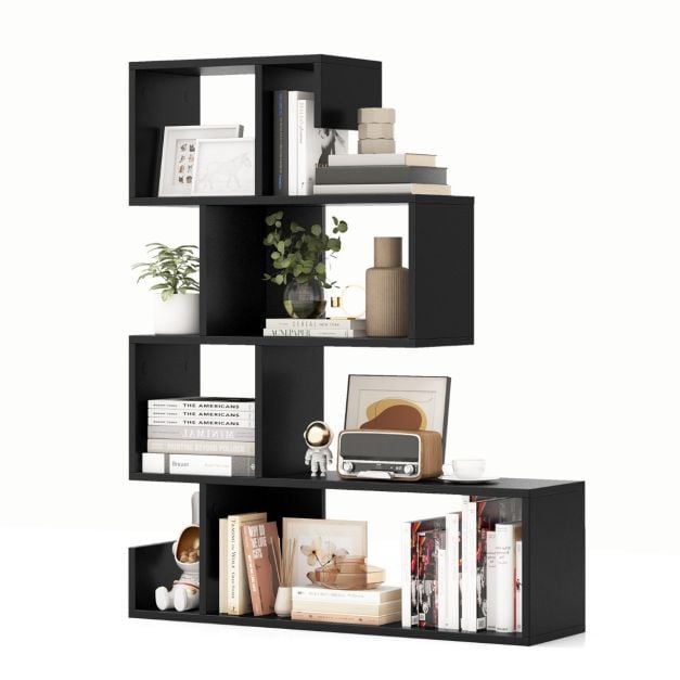 Coast S-vormige Boekenkast met 5 Niveaus – 80 x 22 x 100 cm – Zwart