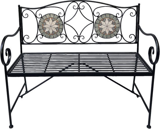 AXI Margot Mozaïek Tuinbank Ster – Grijs/bruin – Metalen Tuinbank – 107 x 54 x 92 cm – Tuinbank voor 2 Personen - Mozaïeklook – Ingelegd met keramische tegels – Voor tuin, terras en balkon