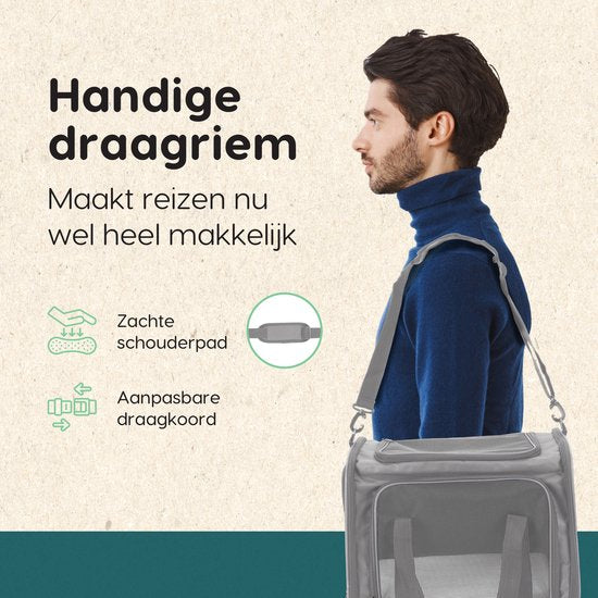 Volcan Reistas Kat - Reismand - Draagtas Katten - Transportbox met Bovenlader - Draagmand Lichtgrijs