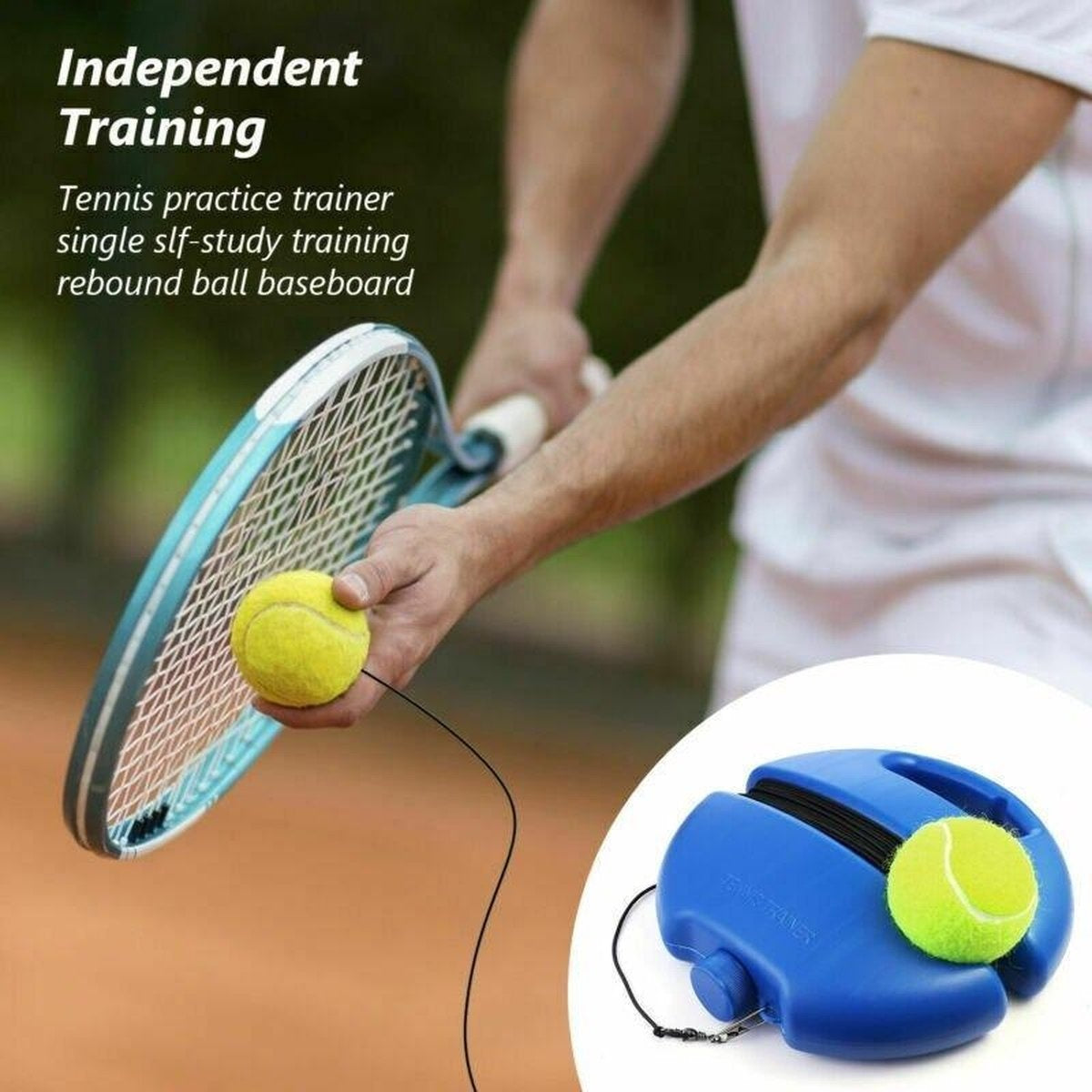 FitPure Tennistrainer + GRATIS Tennisbal Met Elastiek - Tennis Trainer Voor Buiten En Binnen - Extra Stevig - Gemakkelijk Te Gebruiken