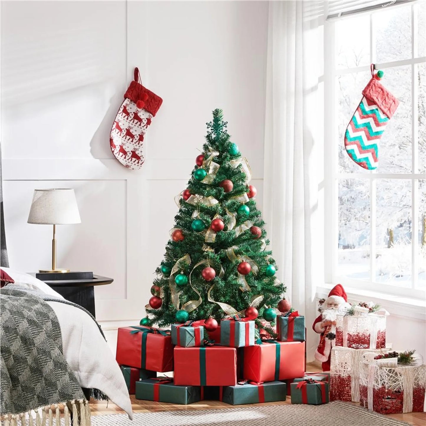 Yaheetech Kunstkerstboom 124 cm – Voorzien Van 208 Takpunten En Inklapbare Metalen Voet En Rubberen Beschermvoetjes – Voor Woonkamer En Tafeldecoratie – Groen PVC En Metaal