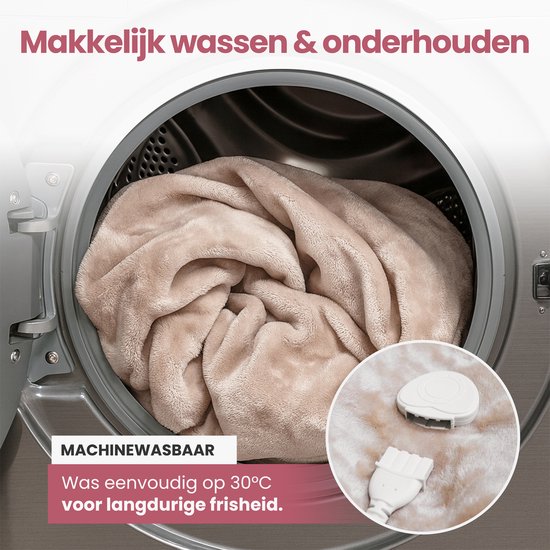 STAUS&BACH Elektrische deken 3XL - 2 persoons bovendeken - Dubbelzijdig Fleece Sherpa Warmtedeken - Champagne roze - 180x160 cm PowerNap