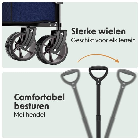 LifeGoods Bolderkar - XXL - Opvouwbaar - 300L - 150KG Draagkracht - Blauw