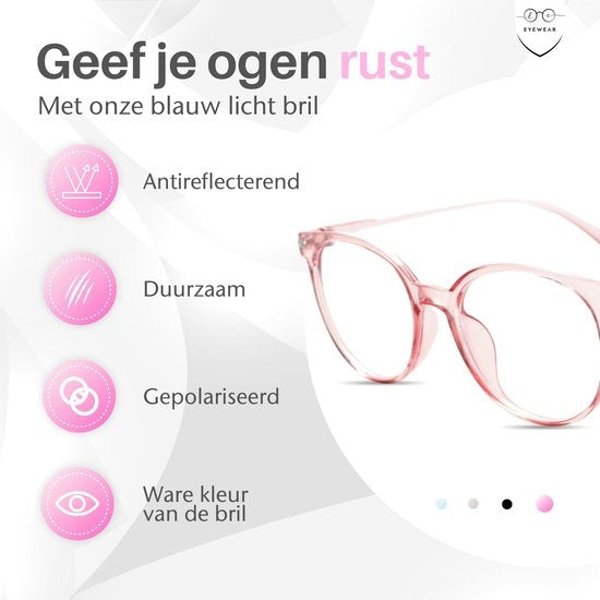 LC Eyewear Computerbril - Blauw Licht Bril - Blue Light Glasses - Beeldschermbril - Unisex - Transparant Roze