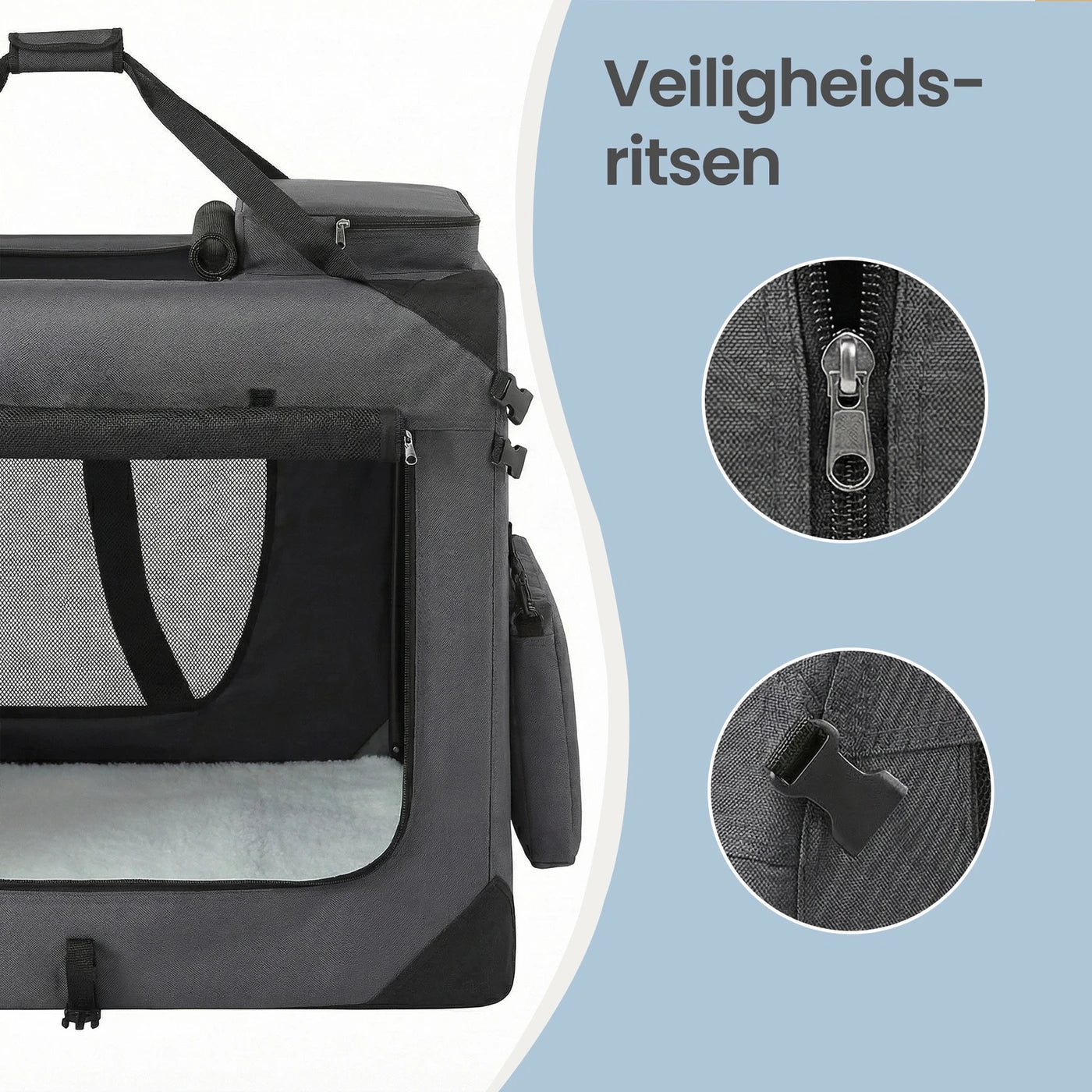 Ochama Opvouwbare Hondenbench 91 x 63 x 63 cm - Oxfordstof - Grijs - Draagbaar - Voor Honden van 23-32 kg