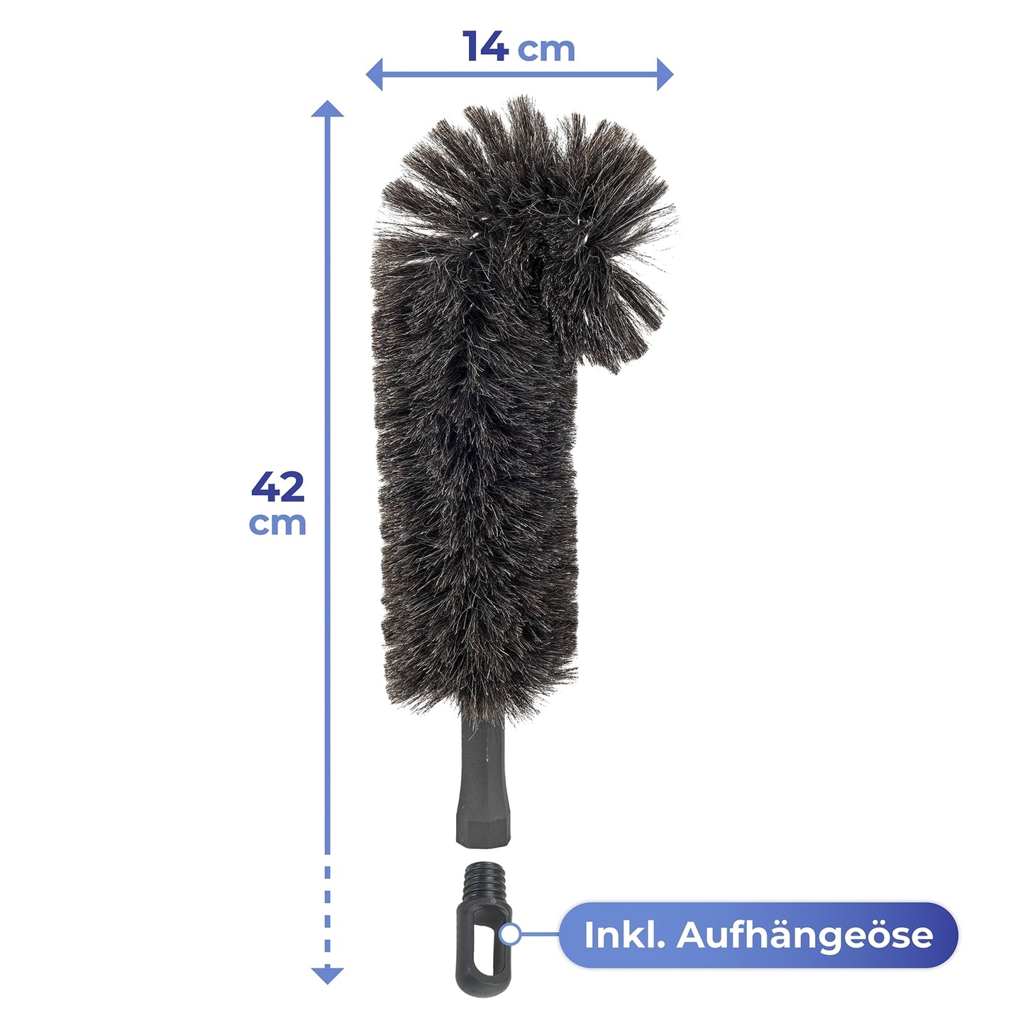 Maximex Geitenhaar Stoffer Knikbaar - Voor Gevoelige Oppervlakken - Grijs/Zwart - 14 x 42 x 8 cm