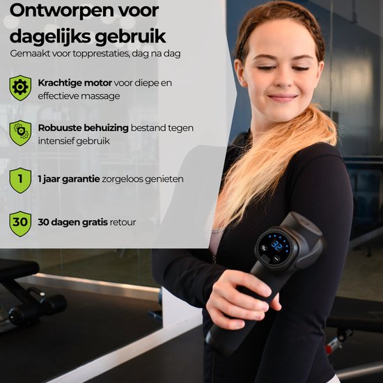 Massatico Massage Gun Compact - Professioneel en Krachtig Massage Apparaat - Massageapparaat Massagegun - Massage Pistool - Zwart - 5 Opzetstukken - 32 Standen - Met Koffer