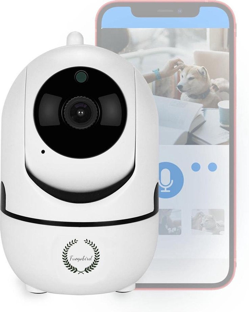 Fuegobird Indoor IP Camera - 1080P Beveiligingscamera - Remote Playback - Babyfoon - 2.4G/5G WIFI - Met App - Wit