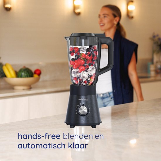 Safecourt Kitchen Power blender - 5 automatische programma's - Smoothie maker - 1000 Watt - Zwart