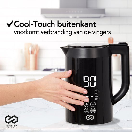 Infinity Goods Waterkoker Met Temperatuurregeling - Warmhoudfunctie - Temperatuurregeling - 1,5L - Zwart