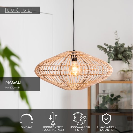 Lucide MAGALI - Hanglamp - Ø 56 cm - 1xE27 - Naturel - Japandi