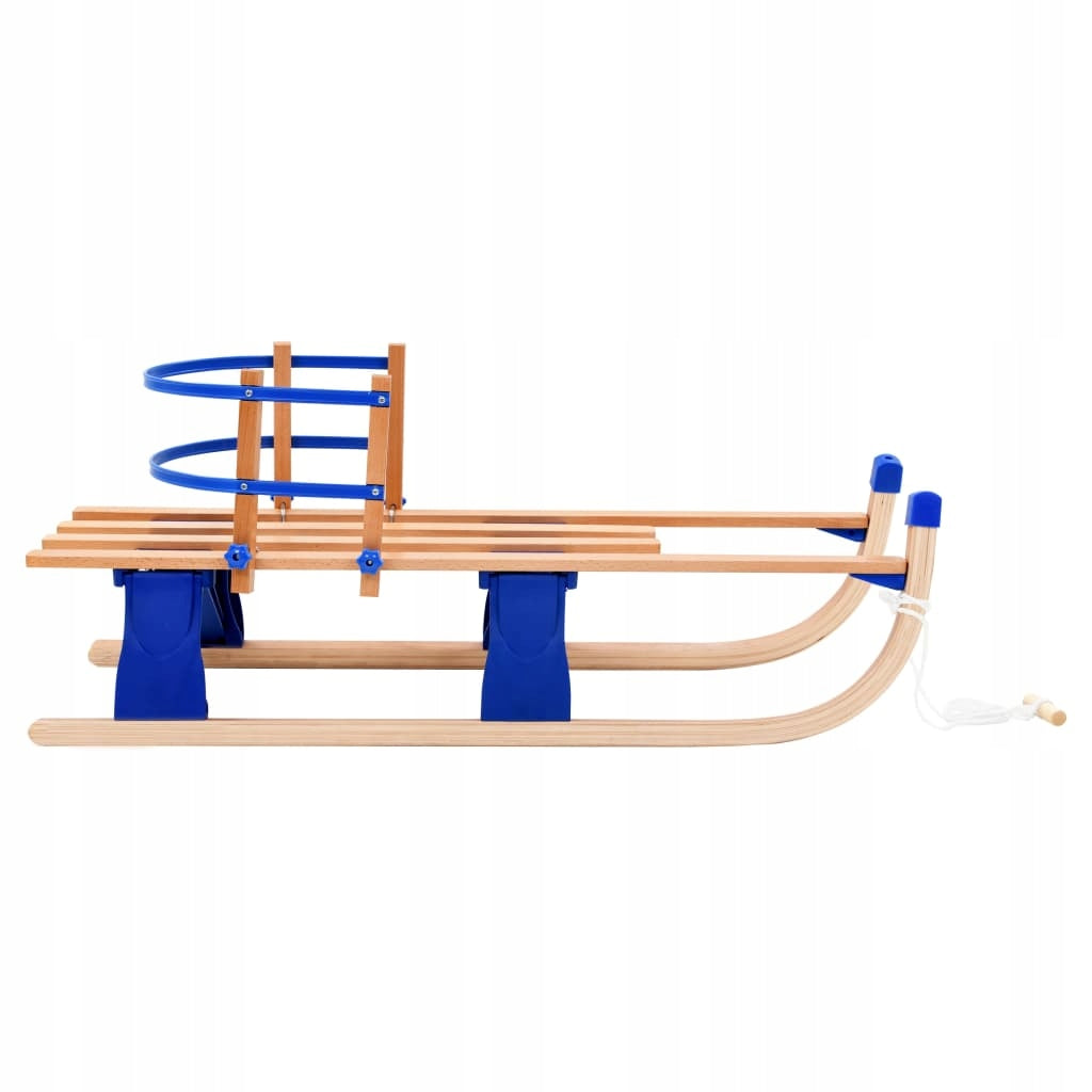 Woltu Houten Slee Traditioneel - Blauw - Met Rugleuning