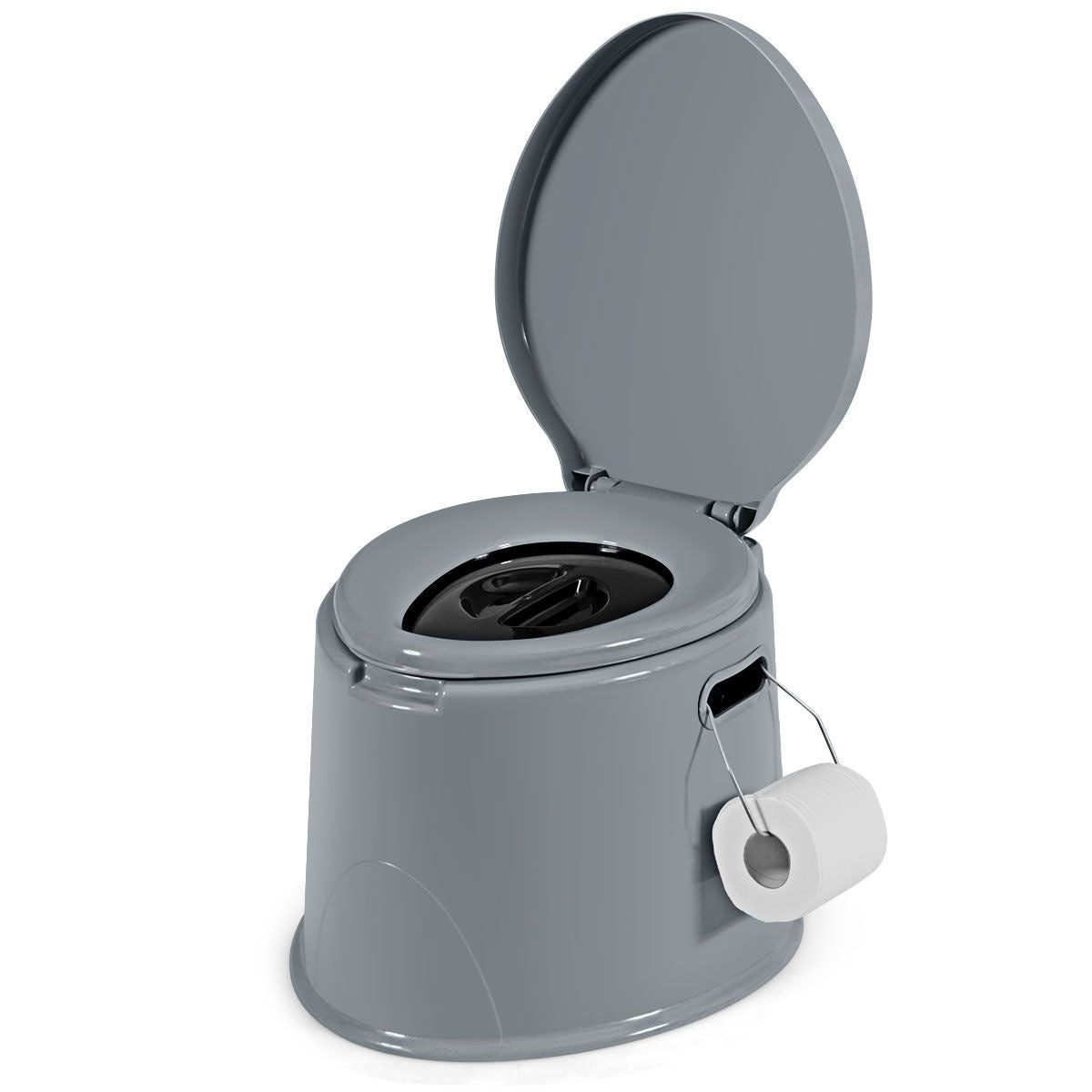 Coast Draagbare Toiletpot voor op Reis - Uitneembare Binnenemmer - Toiletpapierhouder - 41 x 49 x 34 cm - Grijs