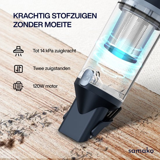 Kruimeldief NanoDetect 120W - Kruimelzuiger Snoerloos - Krachtige Handstofzuiger - Draadloos - Autostofzuiger - Samako