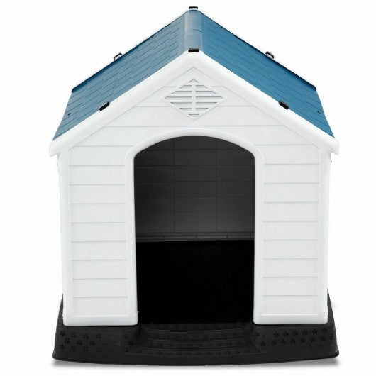 Coast Hondenhok Wit/Blauw – 87,7 x 78,5 x 81,5 cm – Waterdicht Kunststof Hondenhuis voor Binnen en Buiten
