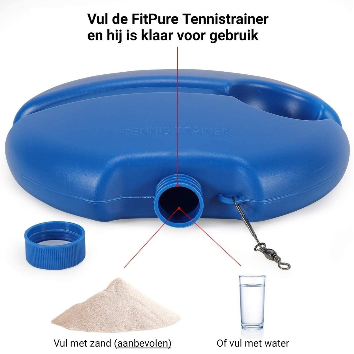 FitPure Tennistrainer + GRATIS Tennisbal Met Elastiek - Tennis Trainer Voor Buiten En Binnen - Extra Stevig - Gemakkelijk Te Gebruiken