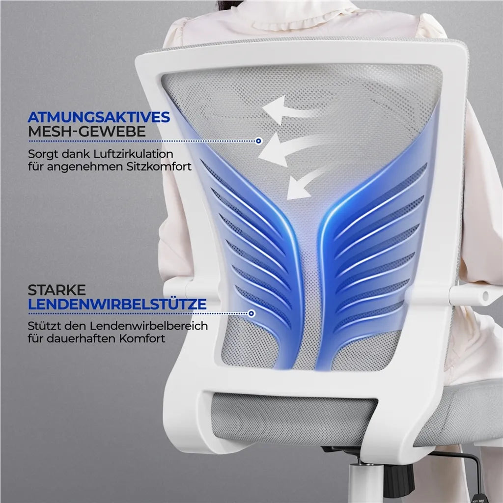 Yaheetech Bureaustoel - Ergonomisch - Lichtgrijs - Verstelbaar