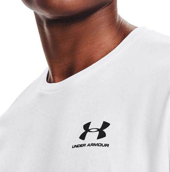 Under Armour UA M SPORTSTYLE LC SS-WHT Heren Sportshirt - Wit - Zwart