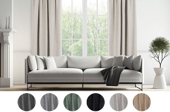Lifa Living - Beige Luxe Gordijnen - Verduisterend - Polyester - Met 8 Ophangringen - 150 x 260 cm