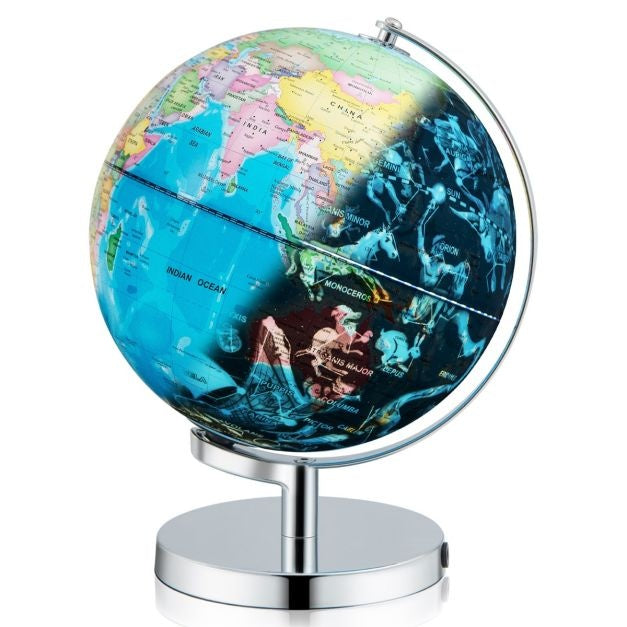 Coast Verlichte wereldbol - Wereldbol nachtlampje met sterrenbeelden - 23 cm - Blauw