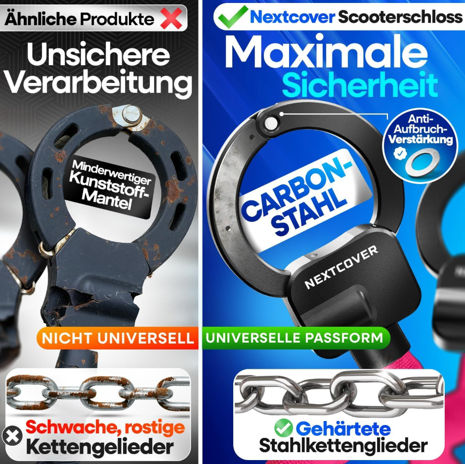 Nextcover E-Scooter Kettenslot 90 cm - Roze - Steel-Secure Technologie